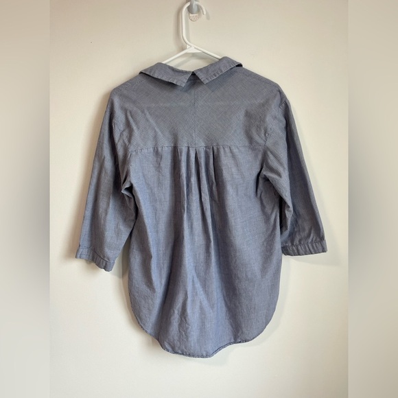 Zara Oversized Blue Striped Button Down Shirt Half Sleeve - Picture 4 of 4